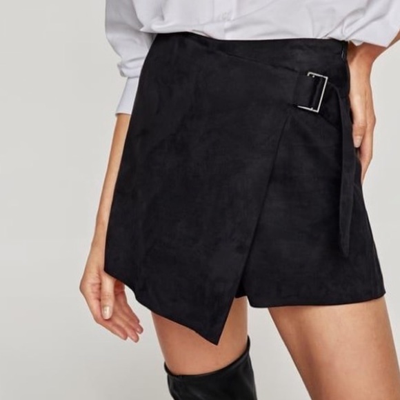 Zara Dresses & Skirts - Zara Suede Belted Illusion Skort Small